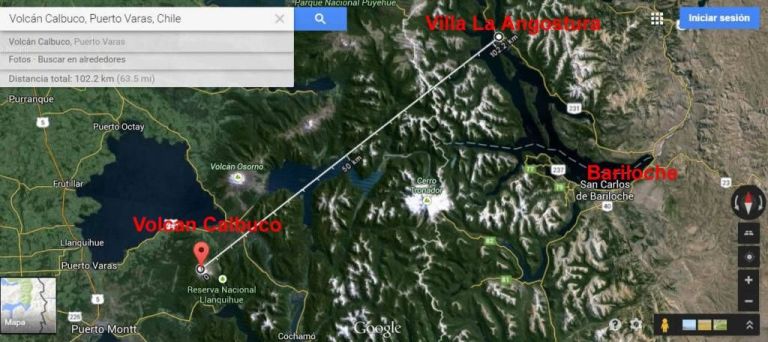 Dónde está el volcán Calbuco y la distancia con Villa La Angostura ...