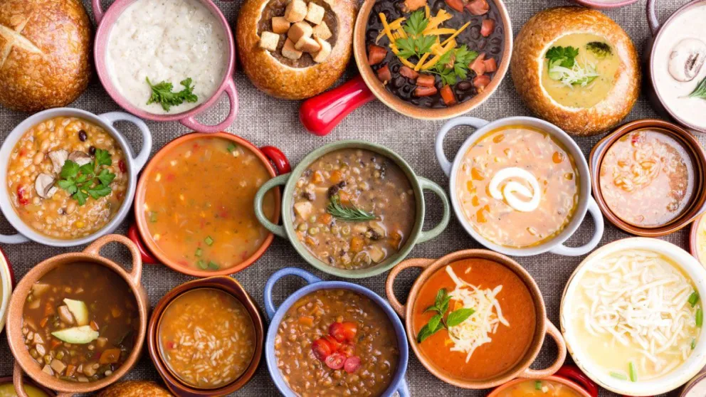 Guiso de Lentejas, sopa Minestrone y Carbonada criolla