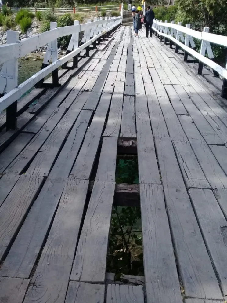 Pese los anuncios, la propietaria de Gluck no se hará cargo del entablonado y las barandas del puente peatonal del Correntoso