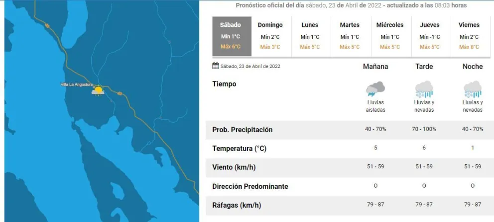 Como sigue el clima el fin de semana: Lluvias, nevadas y ráfagas de más de 100km/h  